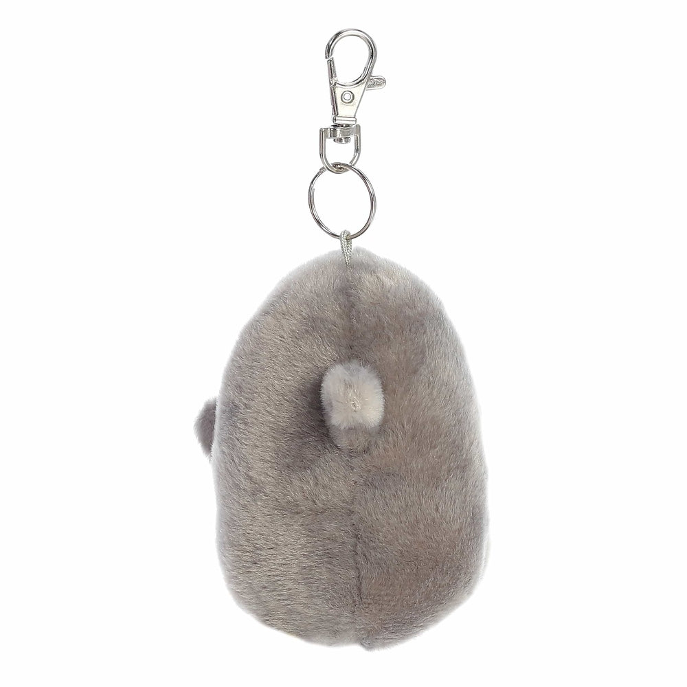Aurora Palm Pals Chomps Shark clip-on plush keychain, soft gray fur, 4 inch
