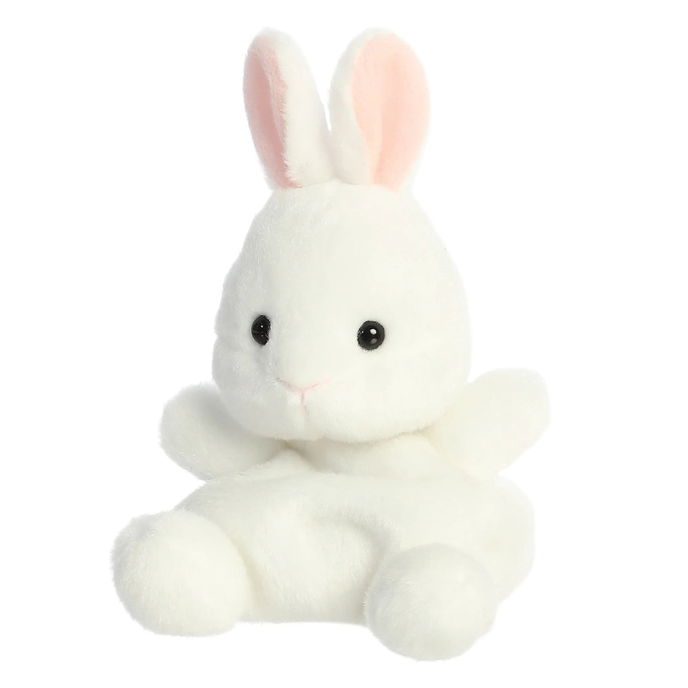 Stuffed bunny Aurora Palm Pals Cottontail Bunny plush, white fur with pink inner ears, soft and huggable 5-inch toy