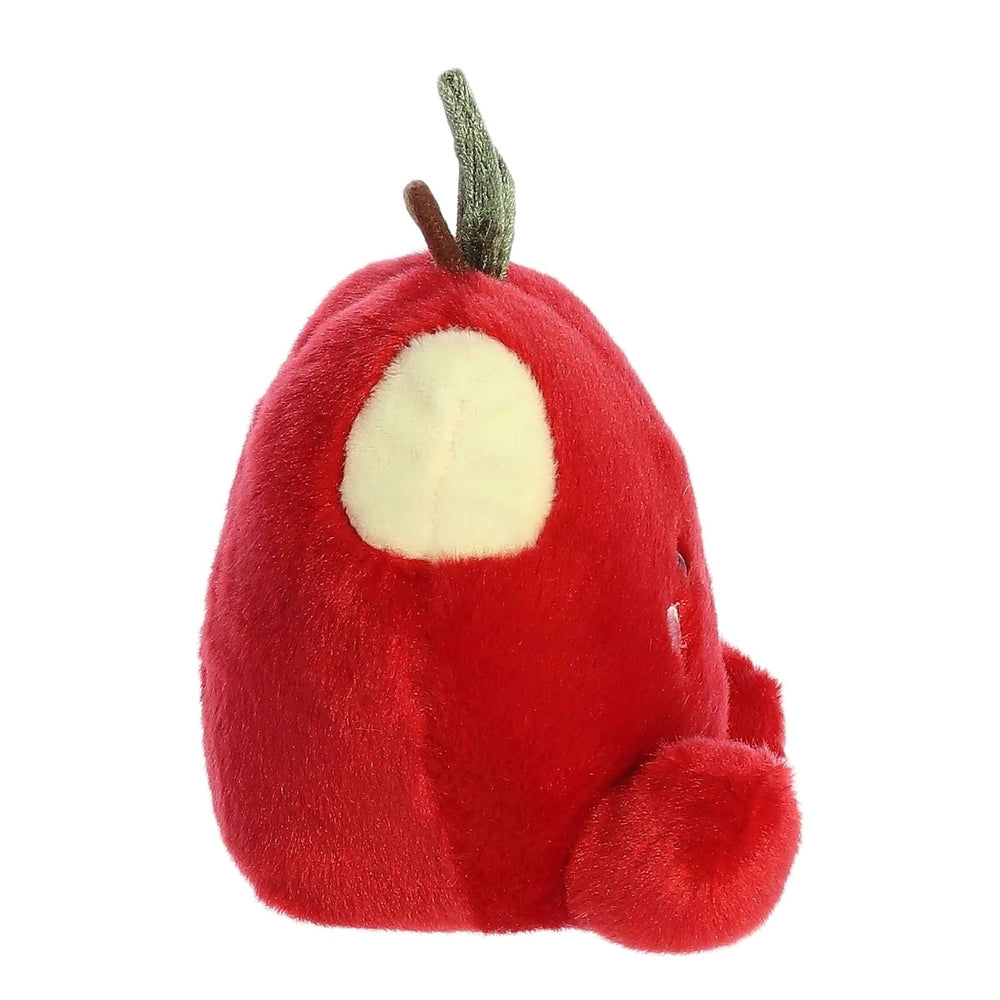 Aurora Palm Pals Crisp Red Apple plush toy, 5-inch red stuffed animal with beige seed and green stem