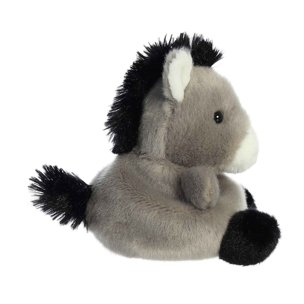 Aurora Palm Pals Eli donkey plush, soft gray with black mane and tail, 5-inch