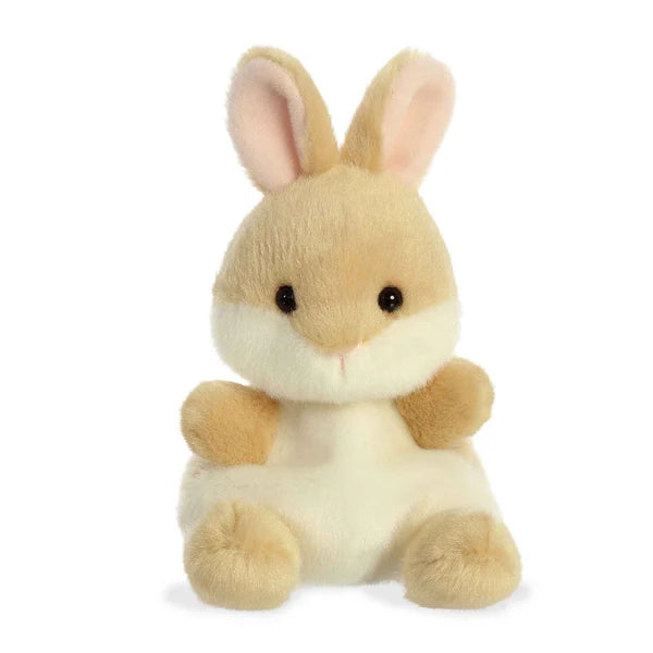 Aurora Palm Pals Ella Bunny 5" plush toy - beige with white belly, cuddly stuffed animal