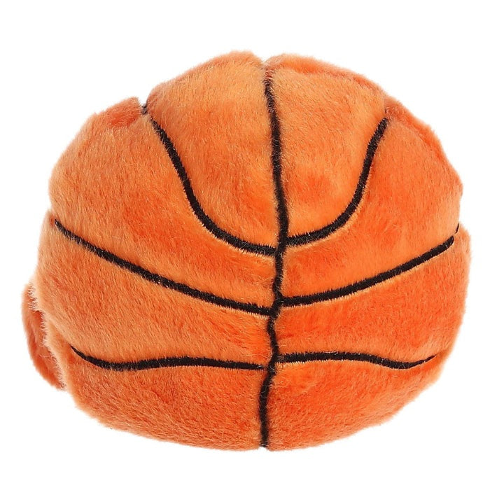 Aurora Palm Pals Hoops Basketball plush toy, orange with black seams, 5-inch.