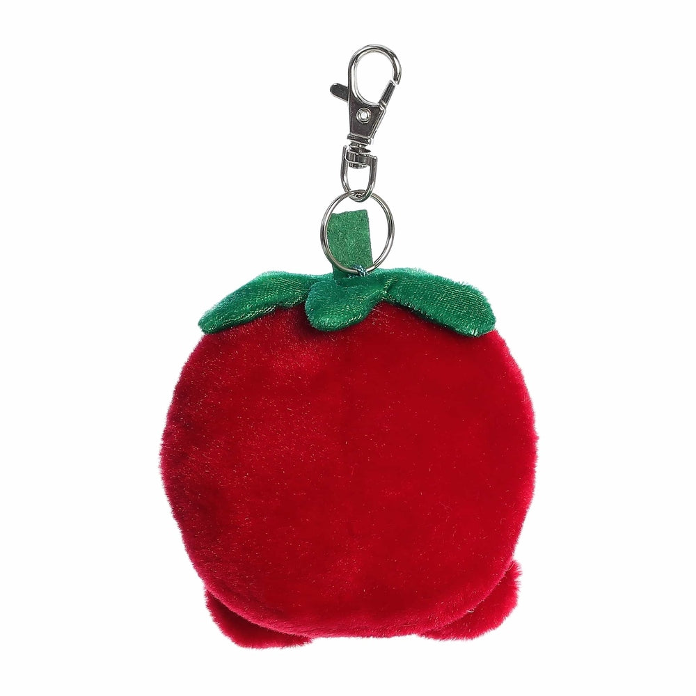Aurora Juicy Strawberry clip-on plush, 4-inch red strawberry with green leaves and metal clip