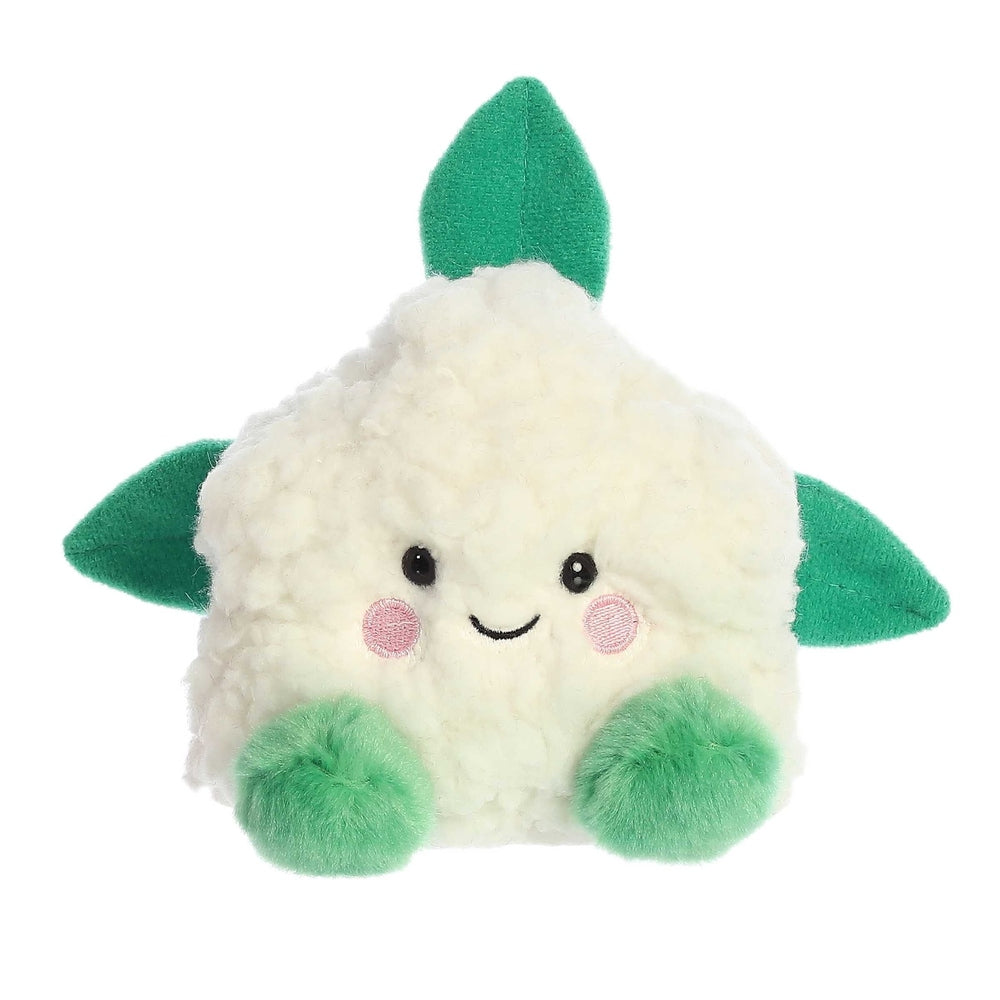 Aurora Palm Pals Kelly Cauliflower stuffed toy, cream plush with green leaves and green paws, 5 inches