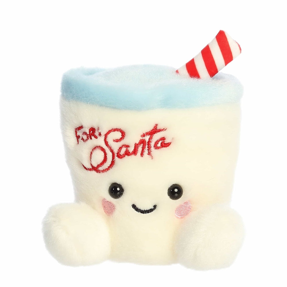 Aurora Palm Pals Kris Milk 5-inch plush stuffed animal, white body with light blue top and red striped straw