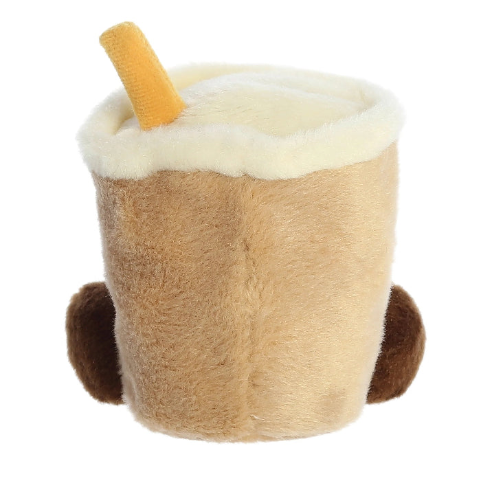 Aurora Palm Pals Milky Tea Boba 5in plush cup stuffed animal with white fur rim and brown pearls