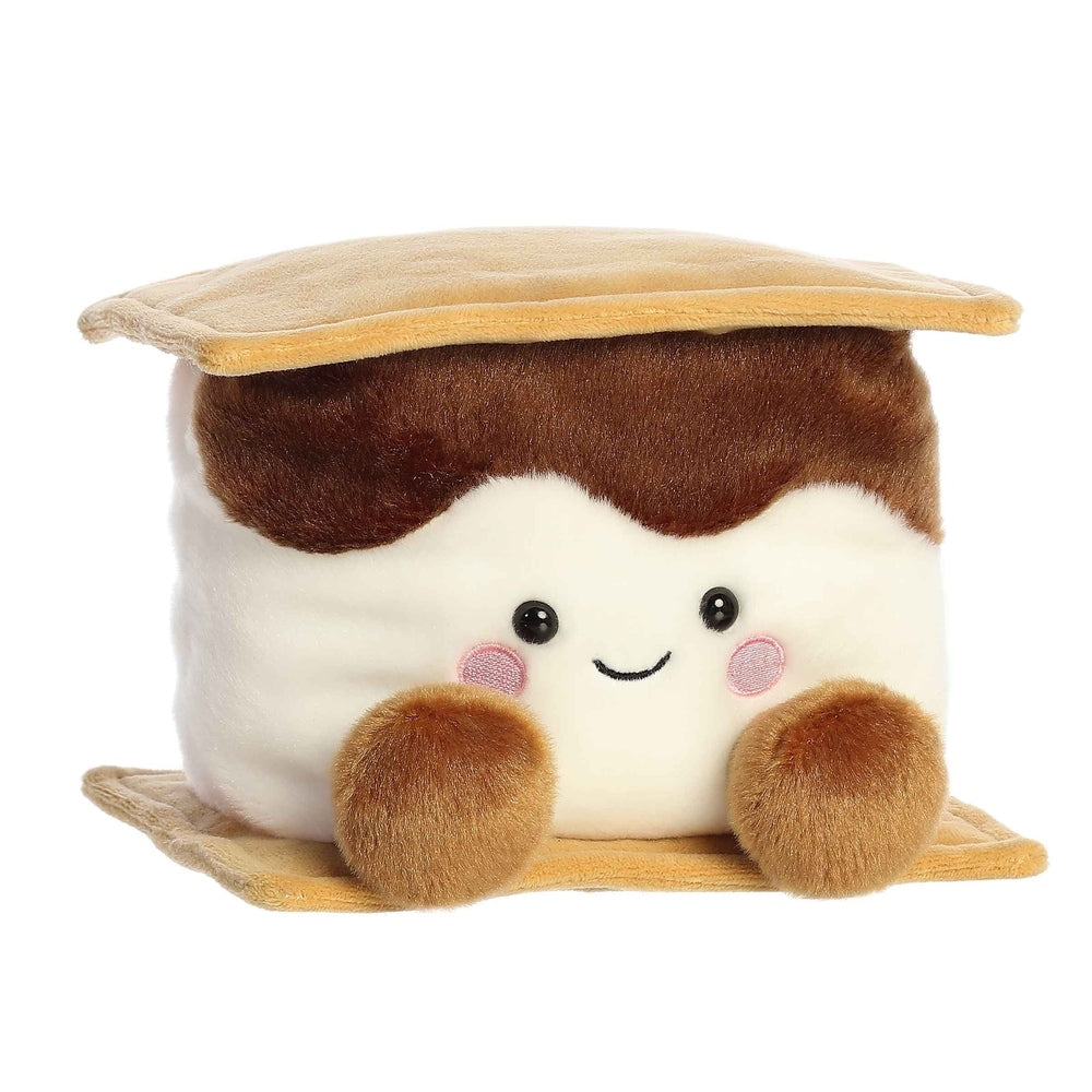 Aurora Palm Pals Toastee S'more plush toy, 8-inch stuffed marshmallow with brown cracker top, cute face