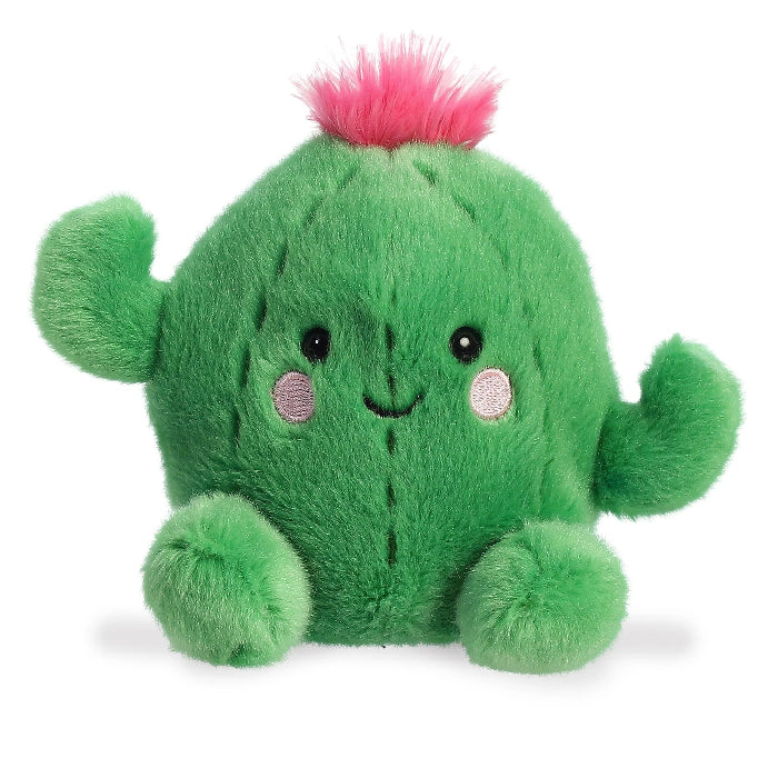Aurora Palm Pals Prickles Cactus plush toy, green cactus with pink tuft and cute face.