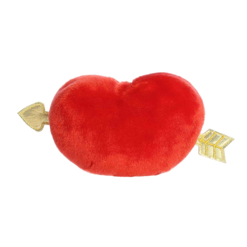 Red plush heart with gold Cupid arrows on both sides.