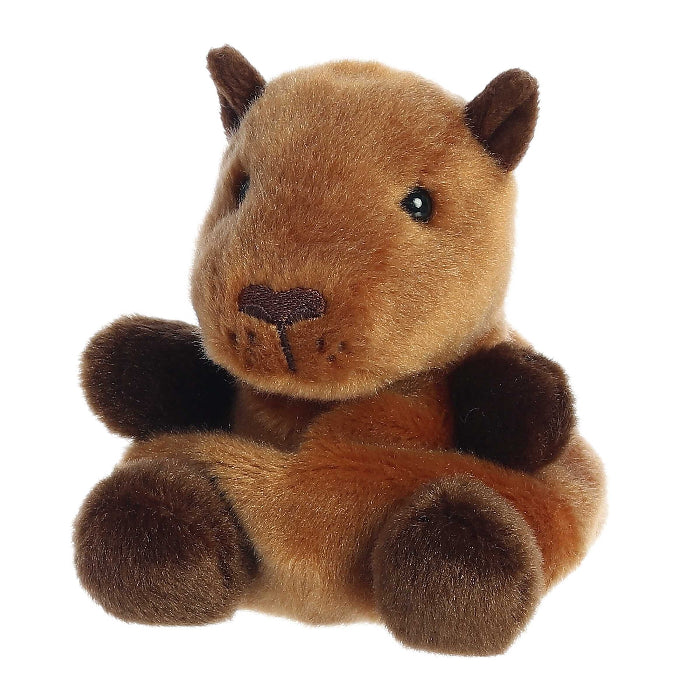 Aurora Palm Pals Sid Capybara 5in stuffed animal with tan body and dark brown limbs