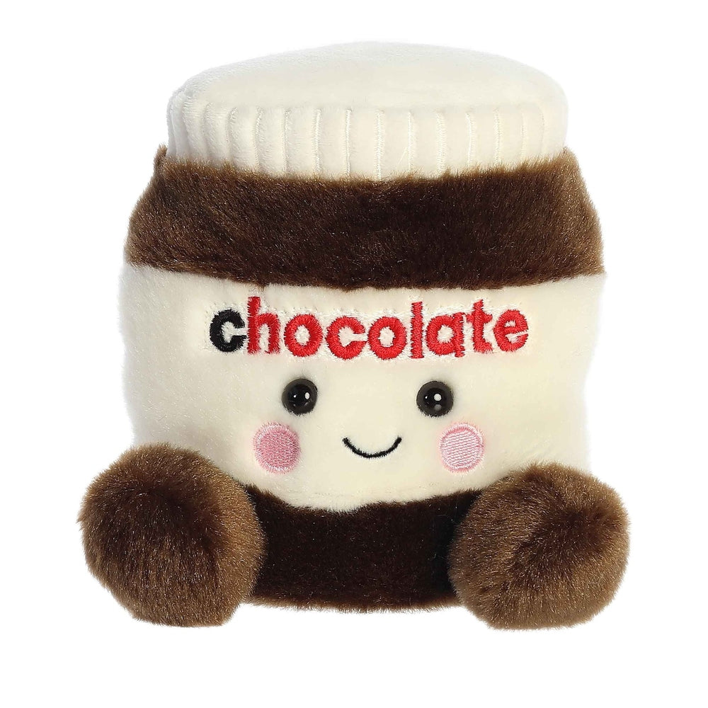 Aurora Palm Pals Silky Chocolate Spread plush stuffed toy with cream body, brown band, and paws