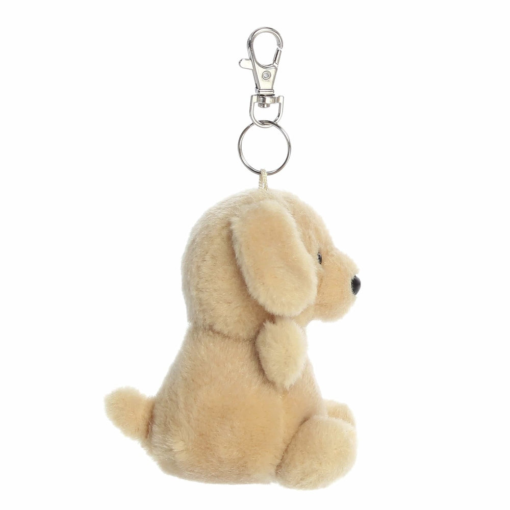Sunny Lab ClipOn plush dog by Aurora, tan beige 4-inch with metal clip