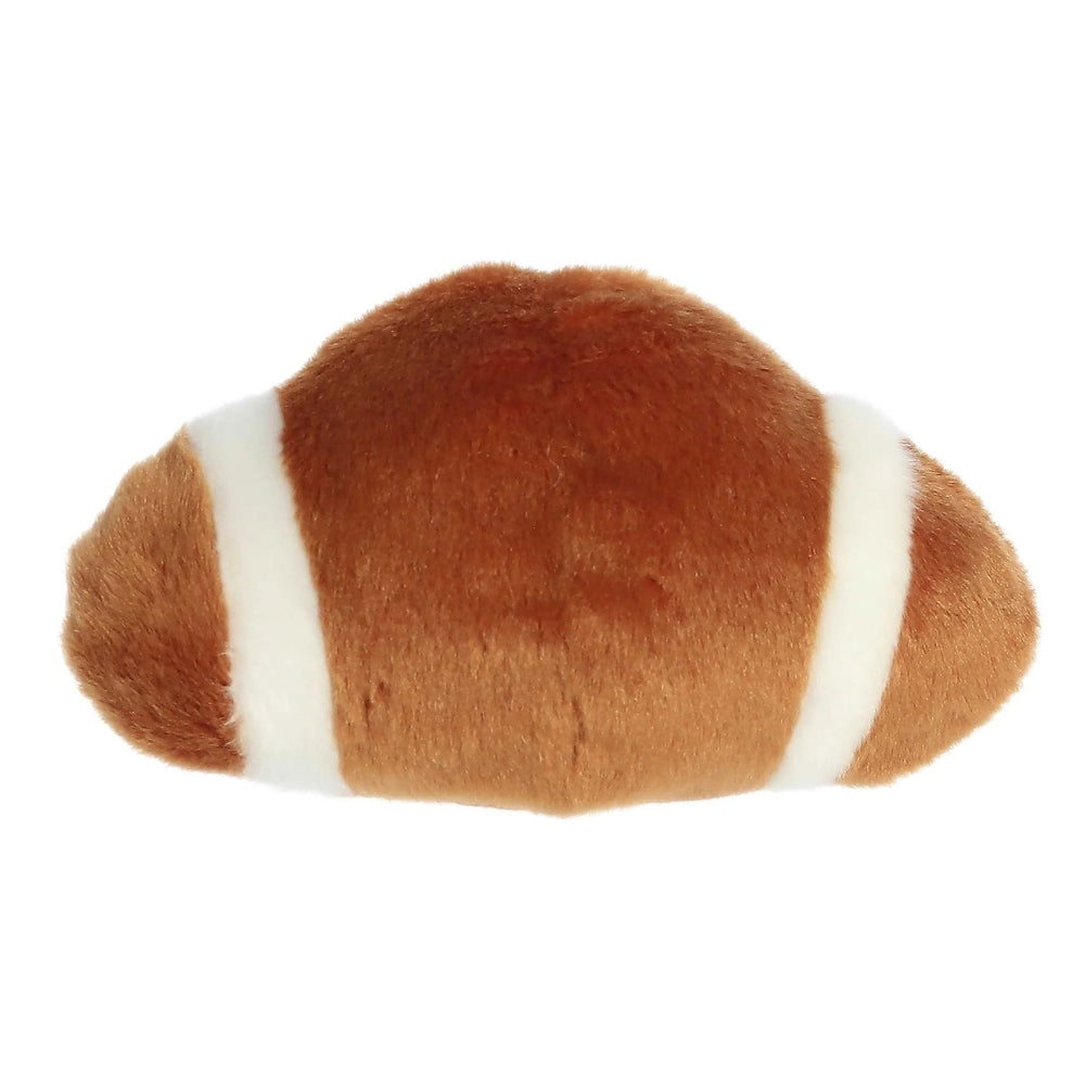 Aurora Palm Pals Tackle Football plush, 5-inch brown stuffed toy with white stripes
