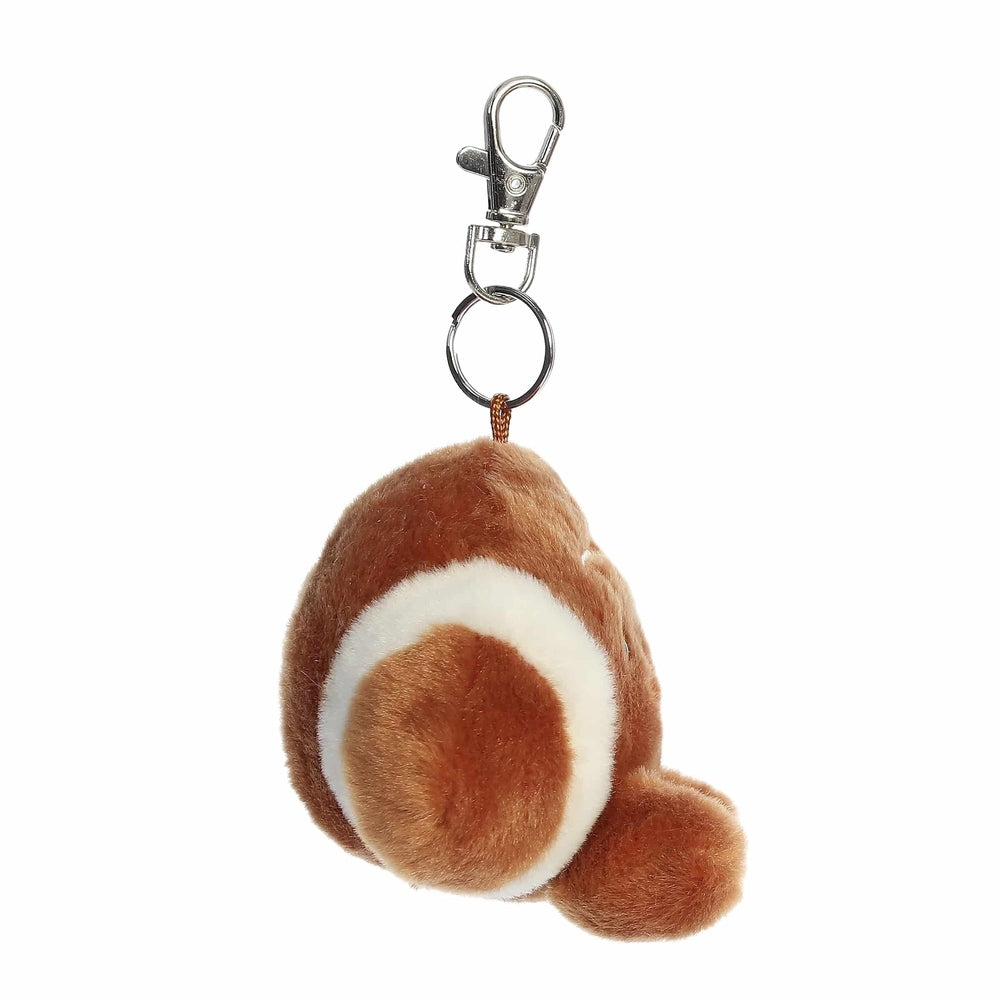 Aurora Palm Pals tackle football plush keychain, brown with white stripe, 4-inch