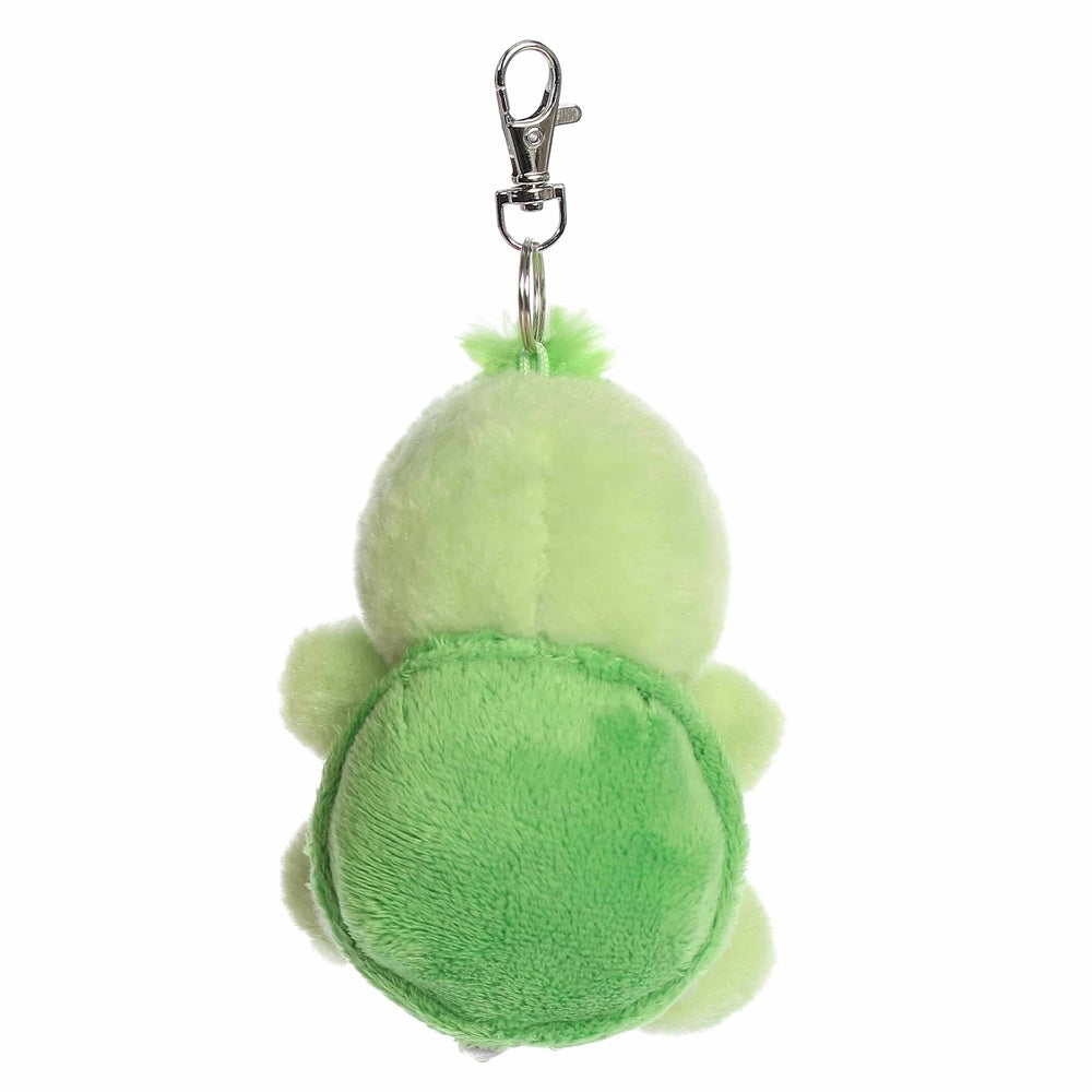 Aurora Palm Pals Tiny Turtle clip-on plush keychain in lime green with light green accents and metal clip