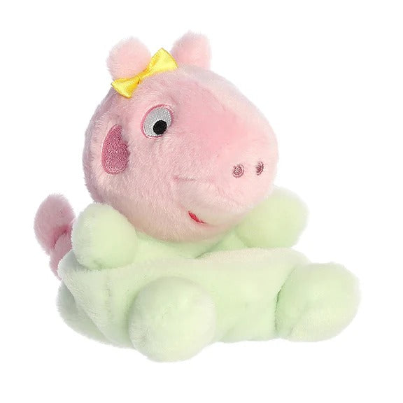 Aurora Palm Pals Evie Peppa Pig stuffed animal, pink baby pig with yellow bow, 5 inches