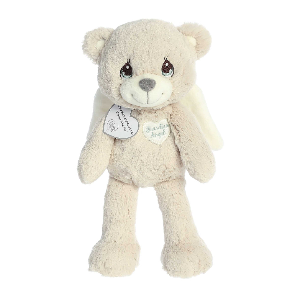 Aurora Precious Moments Guardian Angel Bear 12-inch plush, cream beige with heart charm