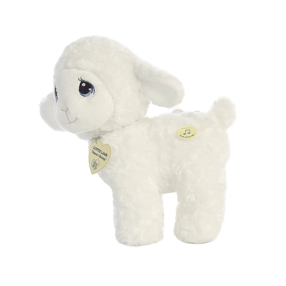 Stuffed animal Luffie Lamb by Aurora, 10-inch white plush with heart tag and musical feature