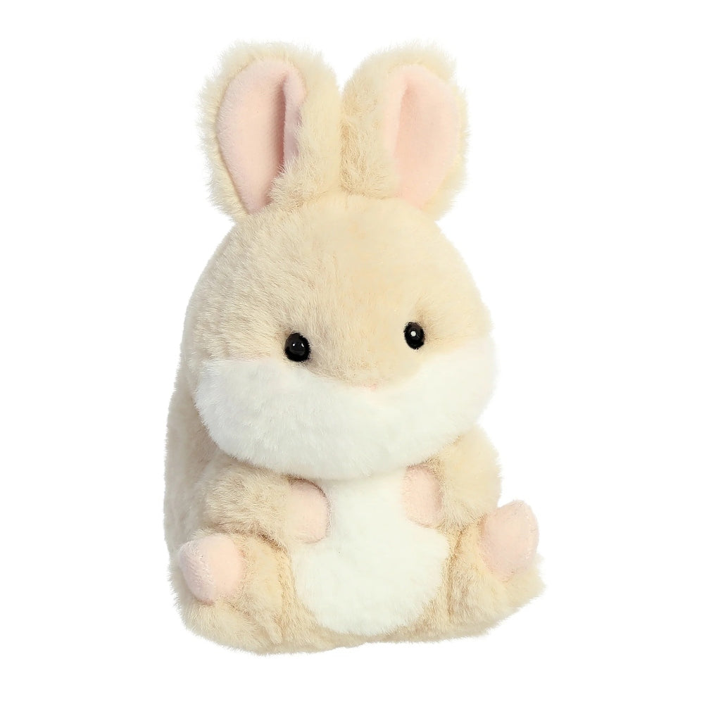 Aurora Rolly Pet Lively Bunny plush toy, 5in, beige with white belly and pink inner ears