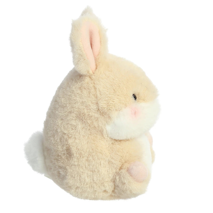 Aurora Rolly Pet Lively Bunny 5in stuffed animal, beige plush with pink cheeks