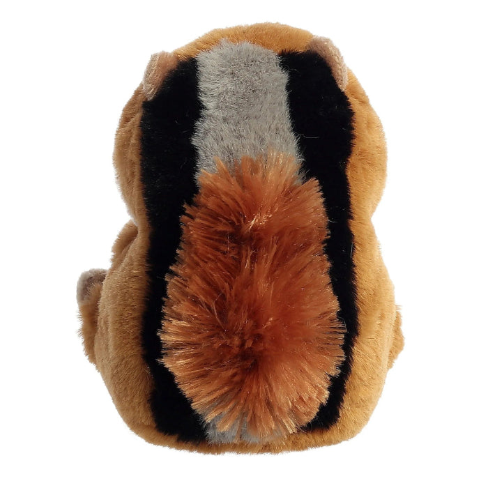 Aurora Rolly Pet Romper Chipmunk plush stuffed animal, brown/tan with black stripe and orange tail.