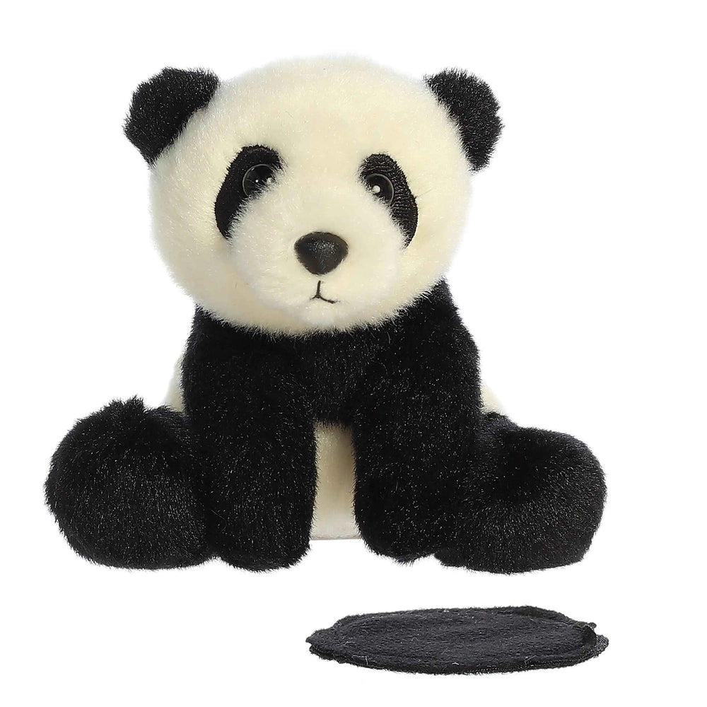 Aurora Shoulderkins Min Panda 4.5" plush, a cuddly black-and-white panda sitting upright with oversized paws.