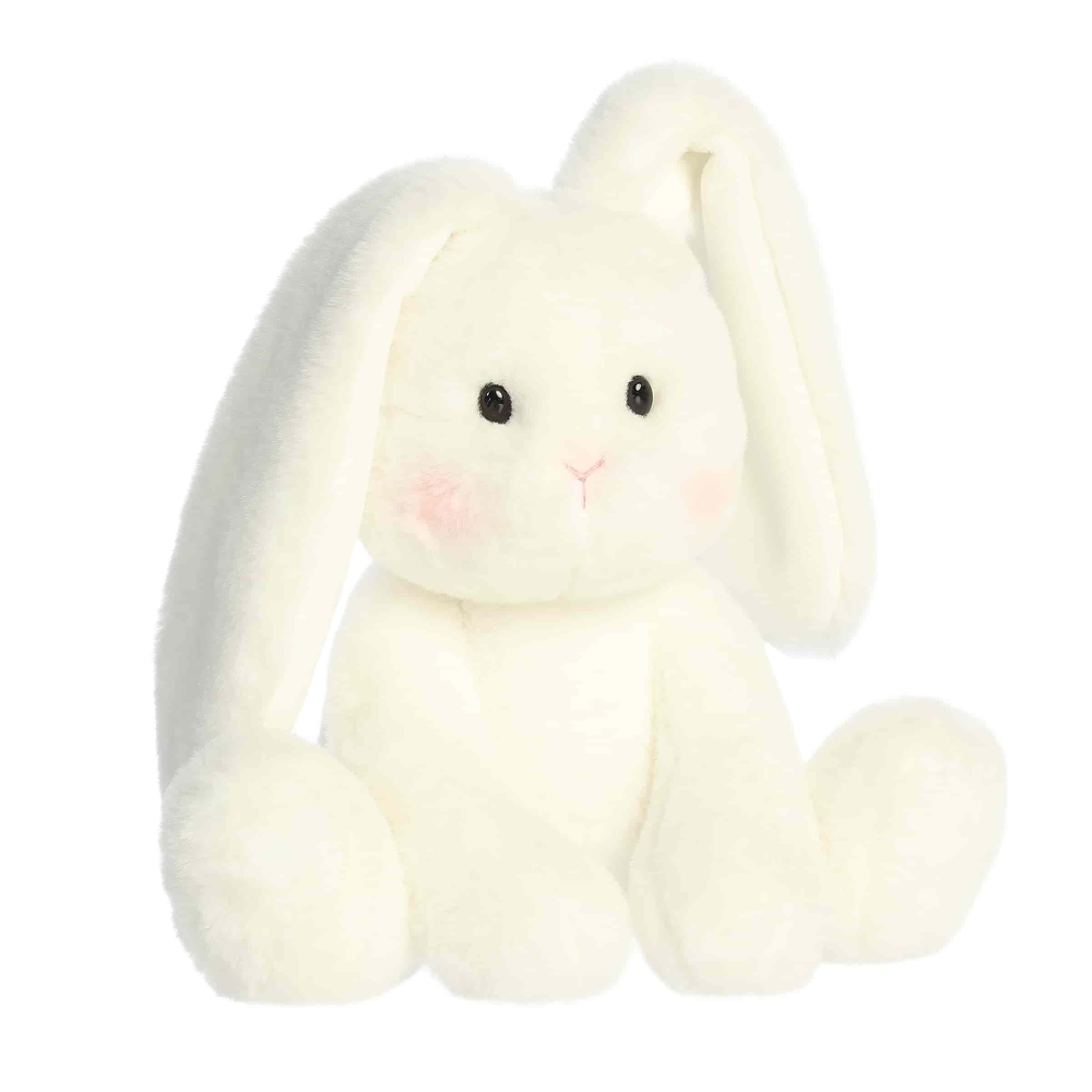 Aurora Spring Candy Cottontails 8" Plush Bunny in White with pink cheeks and long ears
