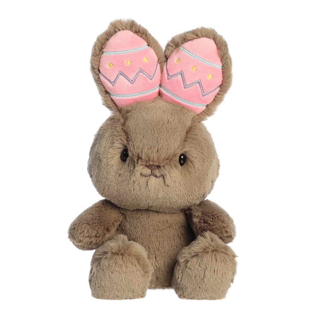 Aurora plush bunny stuffed animal with pink Easter-eggs ears and soft brown fur