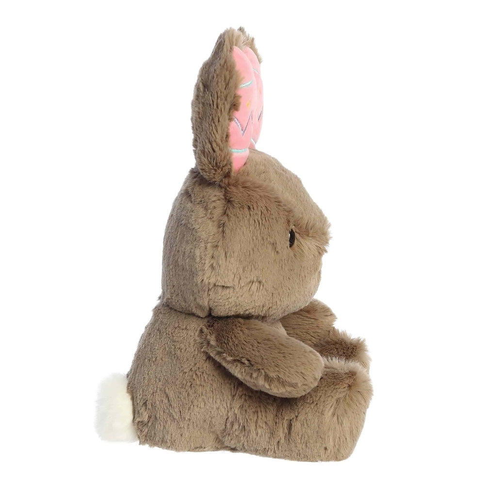 Aurora Spring Confections 9-inch plush rabbit stuffed animal in soft brown fur with pink inner ears