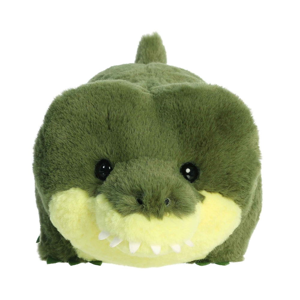 Aurora Spudsters August Alligator plush toy, 10 inches, green with pale-yellow snout, soft fur and friendly face.
