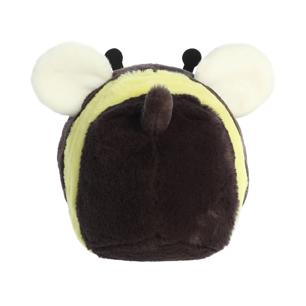 Aurora Spudsters Bee 10" plush toy, yellow-brown fuzzy bee seen from back with dangling antennae.