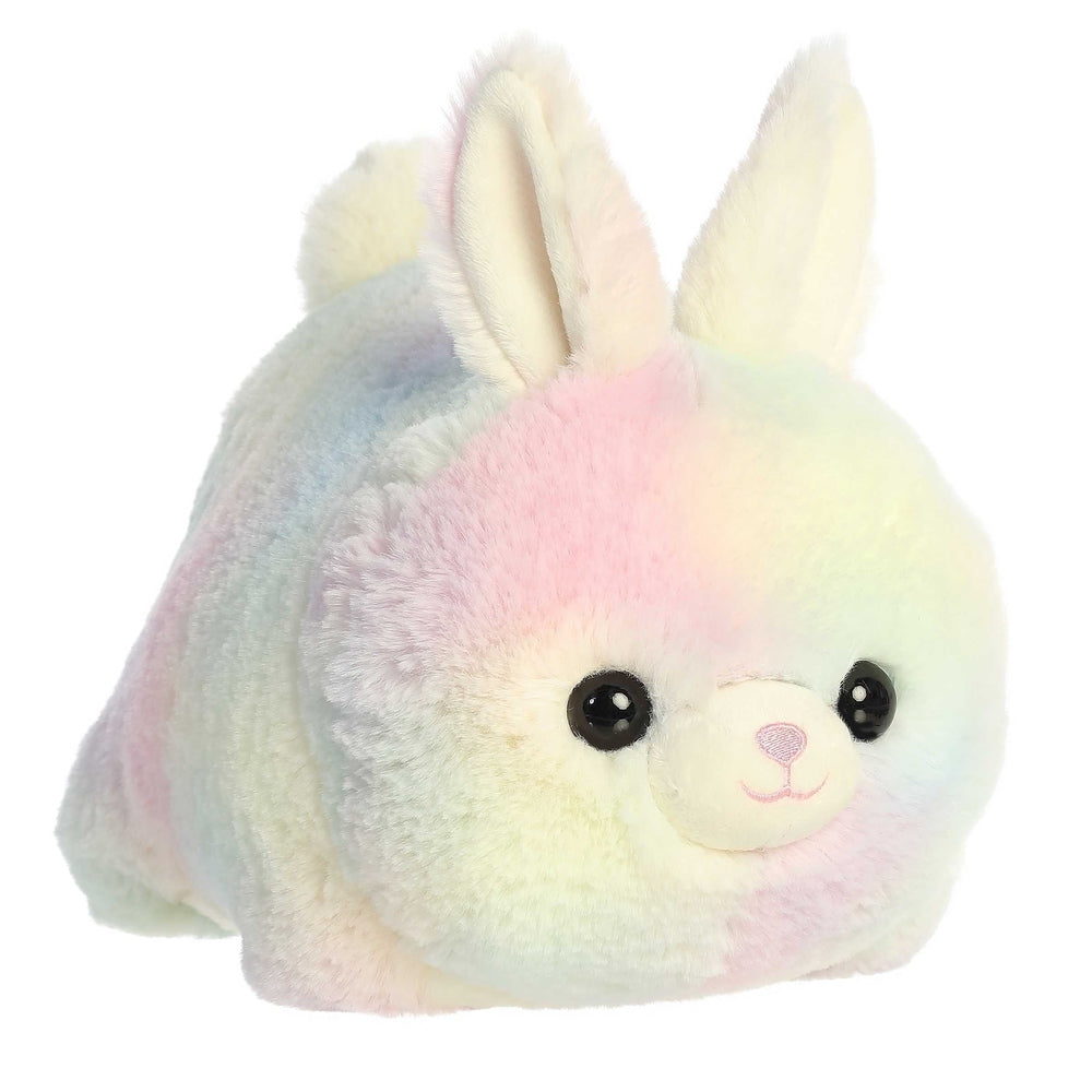 Aurora Spudsters Bitty Bunny 10in plush stuffed animal in pastel rainbow colors with soft fur