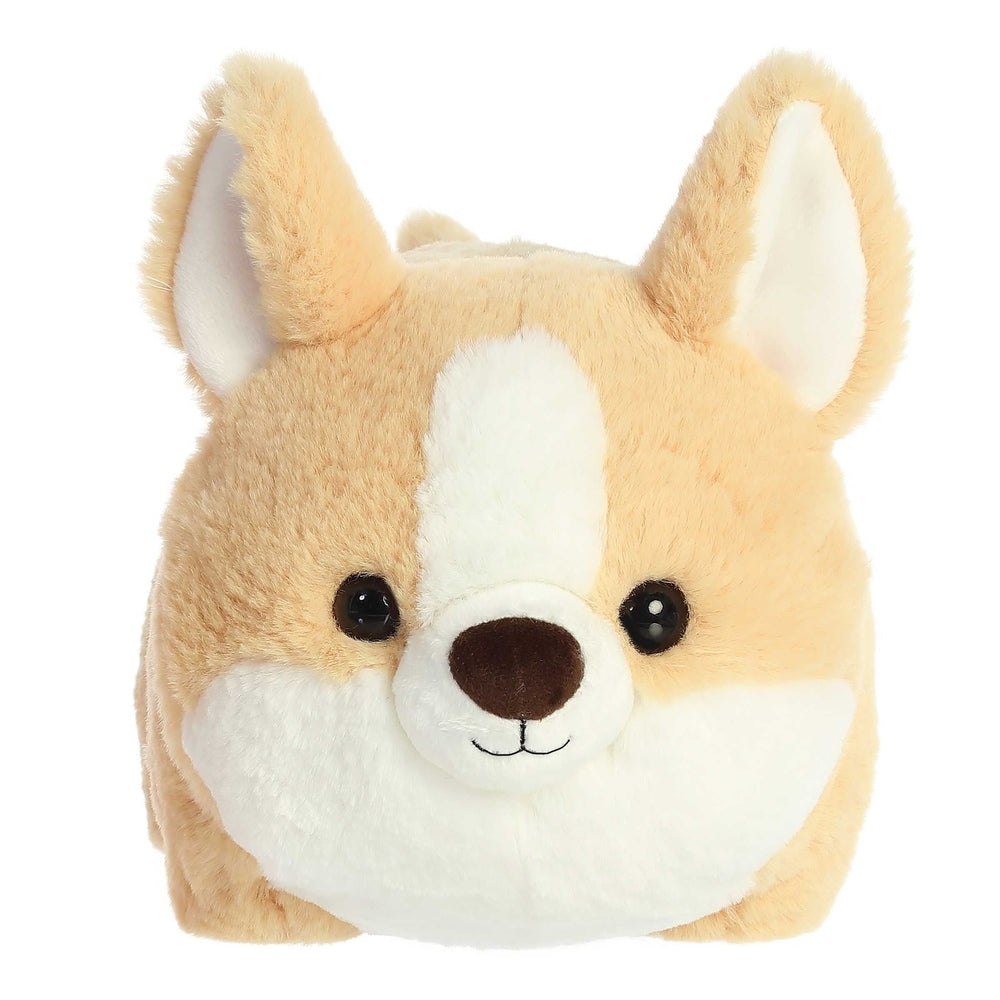 Aurora Colby Corgi 10in plush stuffed animal; tan with white face/belly, black eyes