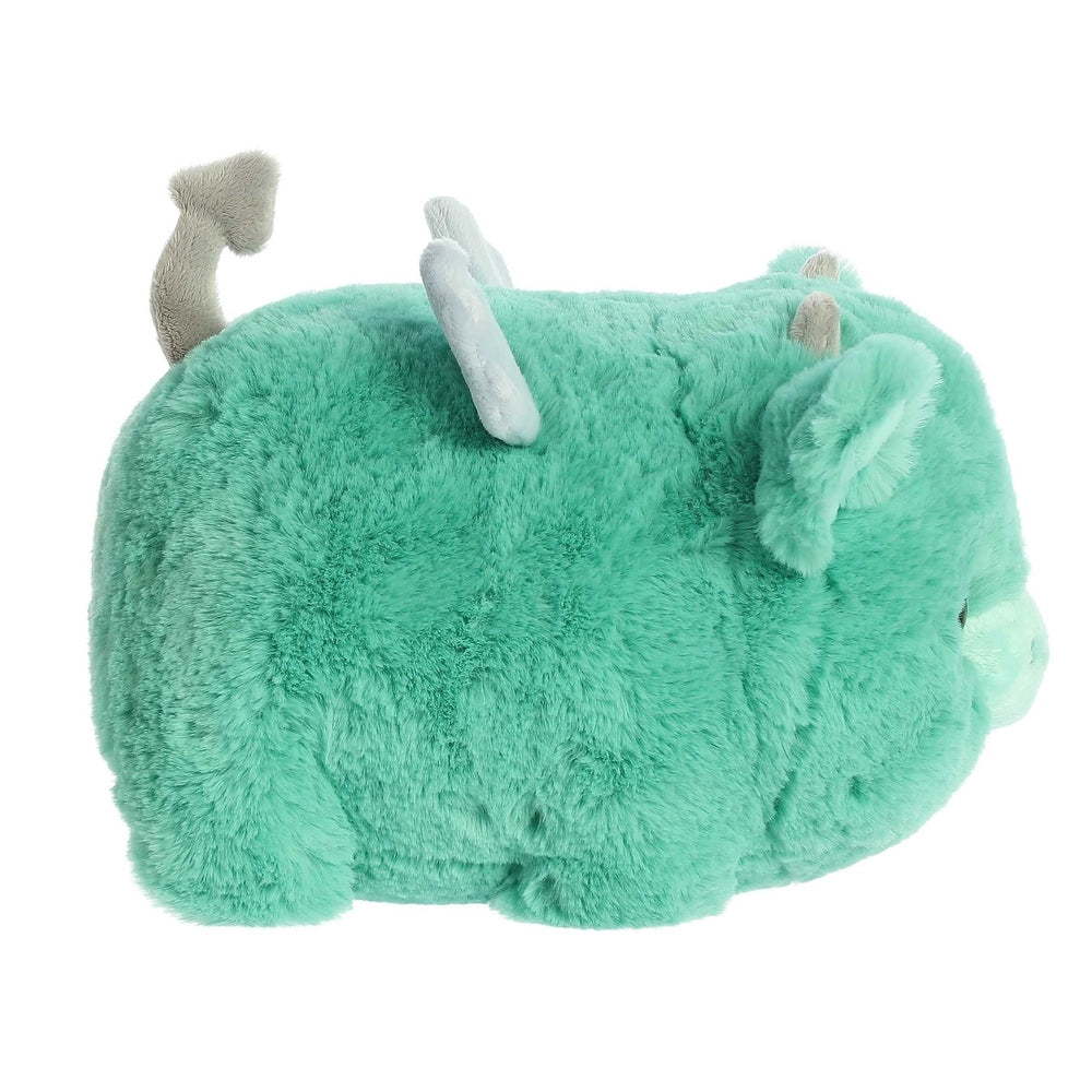 Aurora Spudsters Della Dragon 10" plush dragon, emerald green with horns, cozy and huggable.