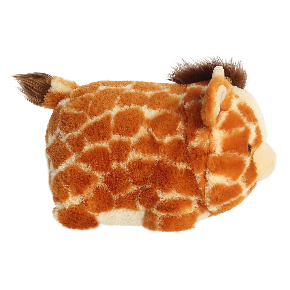 Aurora Spudsters Gerald Giraffe 10" plush toy in orange plush fur, lying on its side with a fluffy mane.