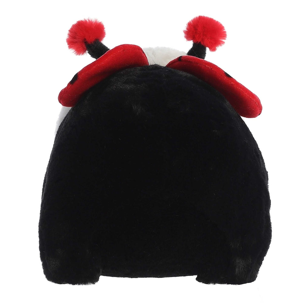 Aurora Spudsters Lori Ladybug 10" plush toy; black fuzzy body with red antennae pom-poms.
