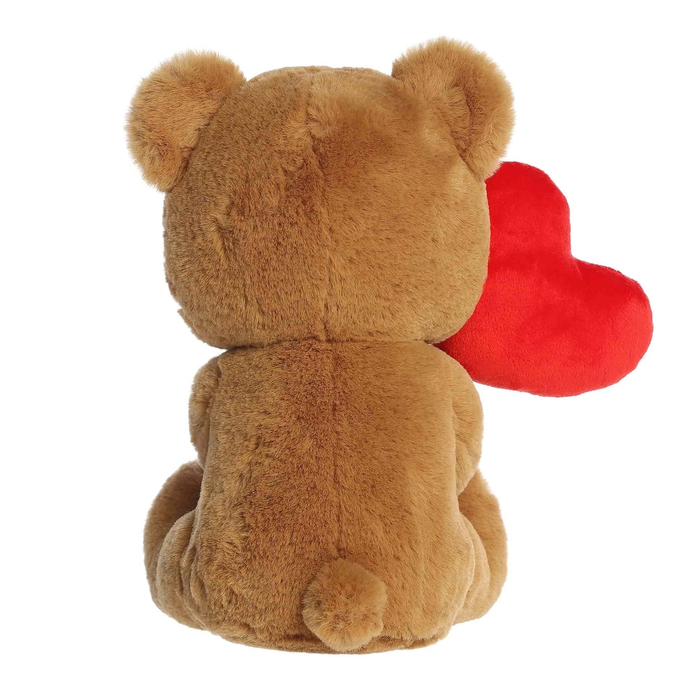 Aurora Valentine Blossoming Love Bear plush toy in brown fur with a red heart