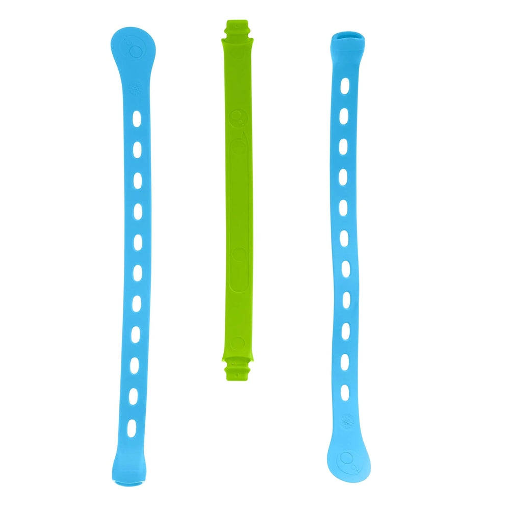 B.Box Connect A Cup components: blue handles and lime-green connector laid out for easy assembly.