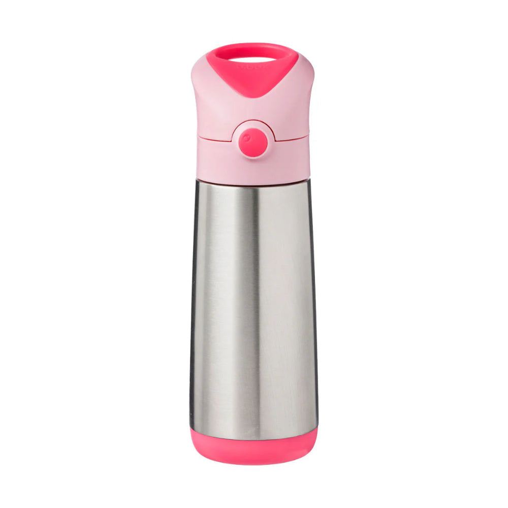B.Box insulated bottle, 500 ml stainless steel with pink lid and base.