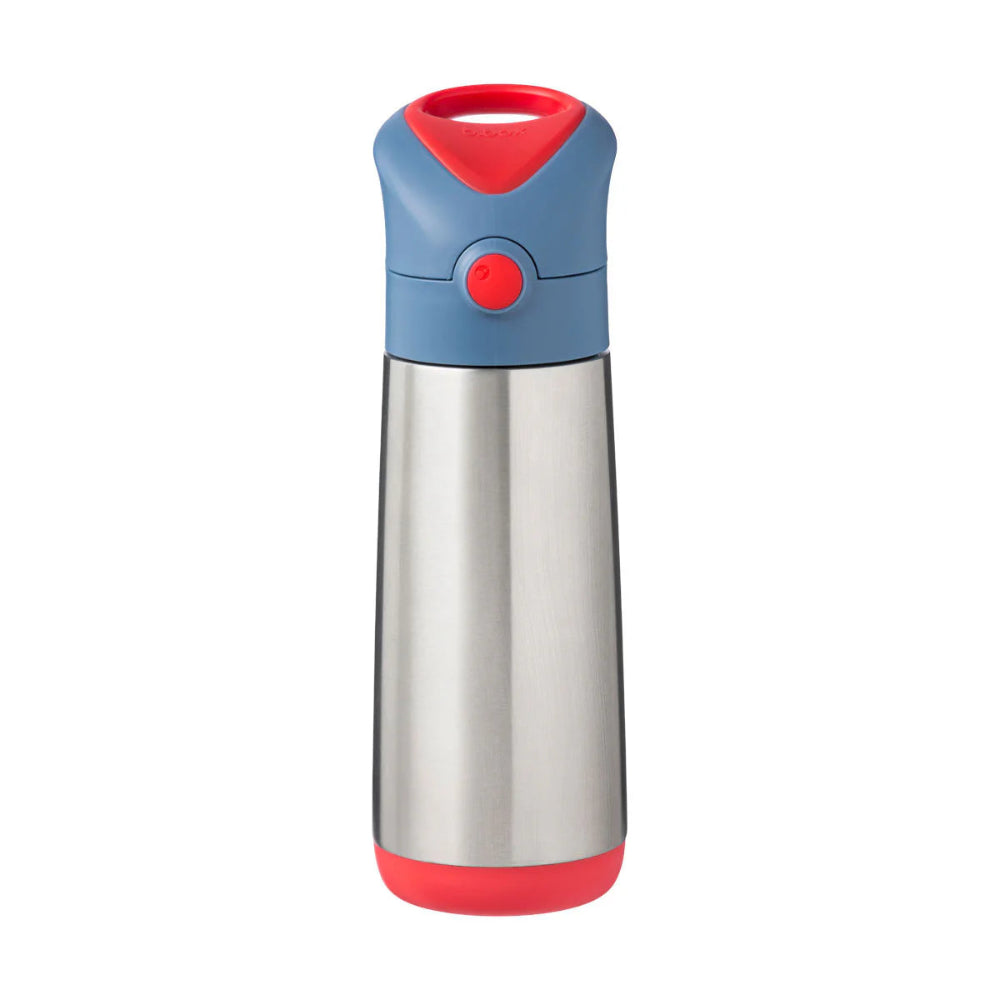 B.BOX Insulated Bottle 500 ml stainless steel with blue lid and red base