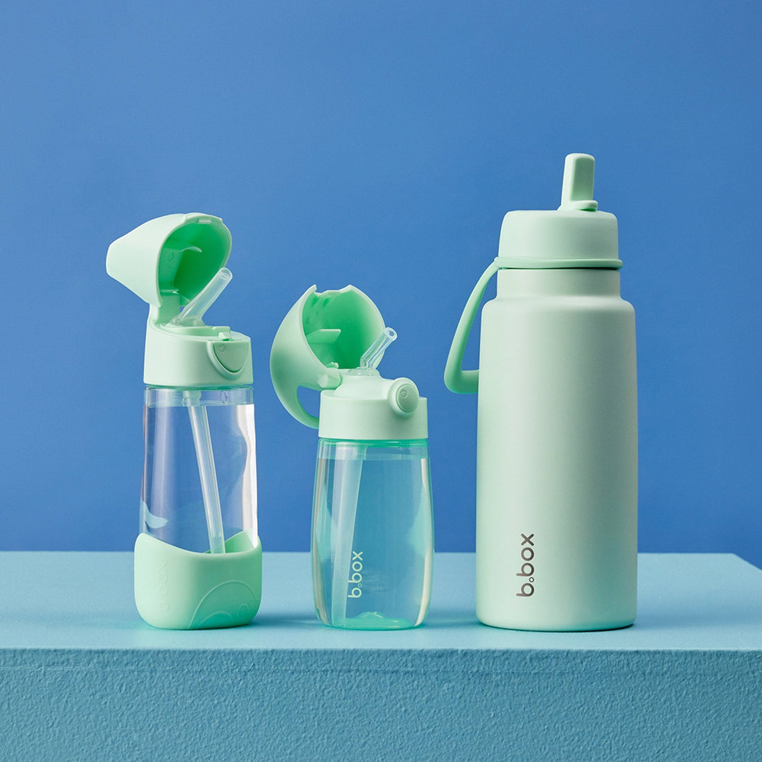 B.Box Junior Drink Bottle 380 ml in Spearmint Green, side product view