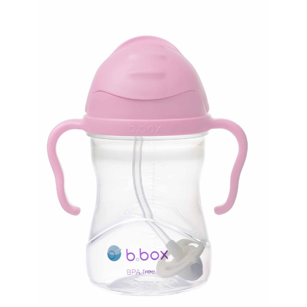 B.Box Gelato Edition sippy cup with pink lid, clear body, dual handles, BPA-free