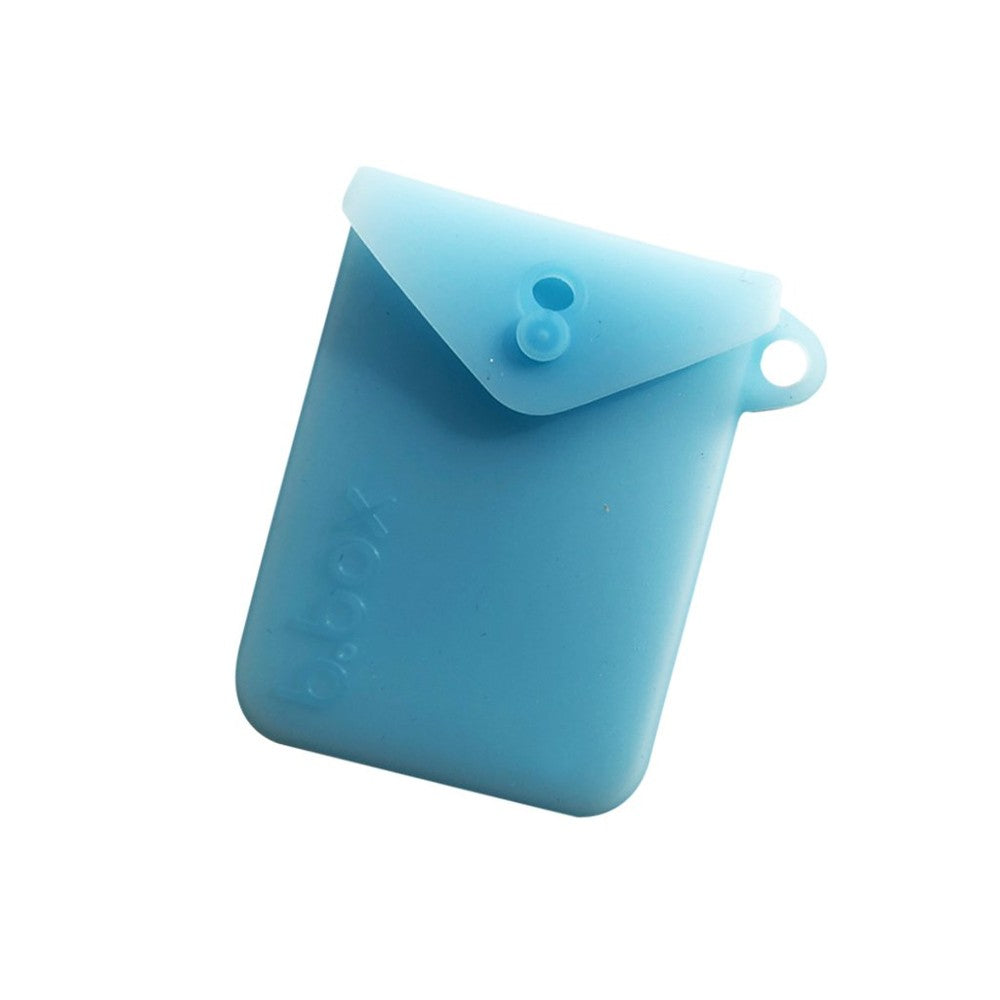 B.Box silicone straw travel pack blue pouch with flap closure