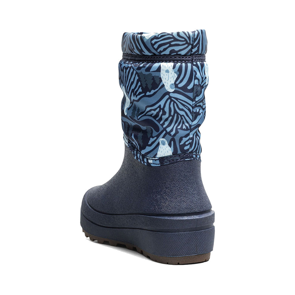 BOGS Snow Shell - Friendly Yeti Kids' Winter Boots in Navy Multi, front angle