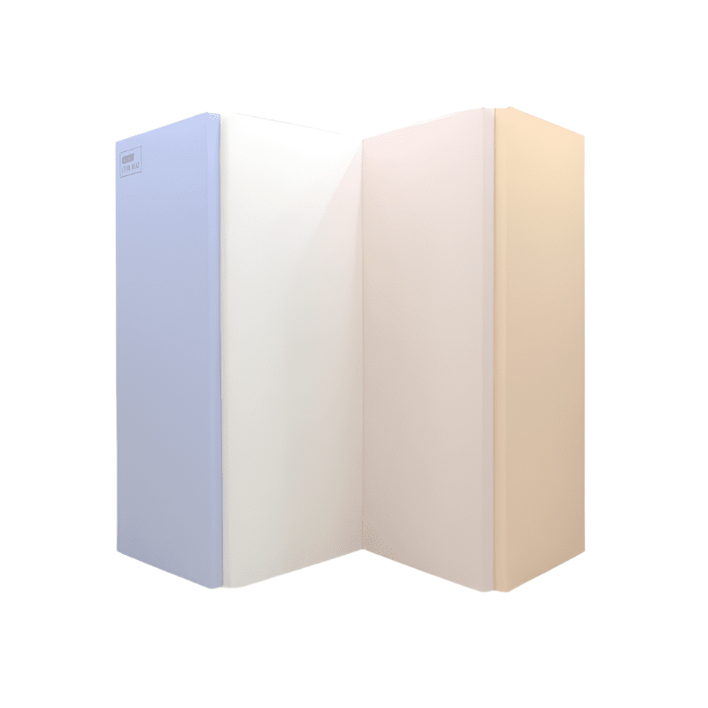 Baby Care Premium Tumbling Folding Mat by DWINGULER, pastel blue, white and peach panels opened for a safe, cozy play space.