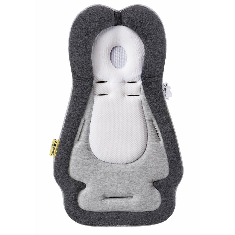 Babymoov Cozymorpho Smokey baby head support pillow in dark and light gray fabric