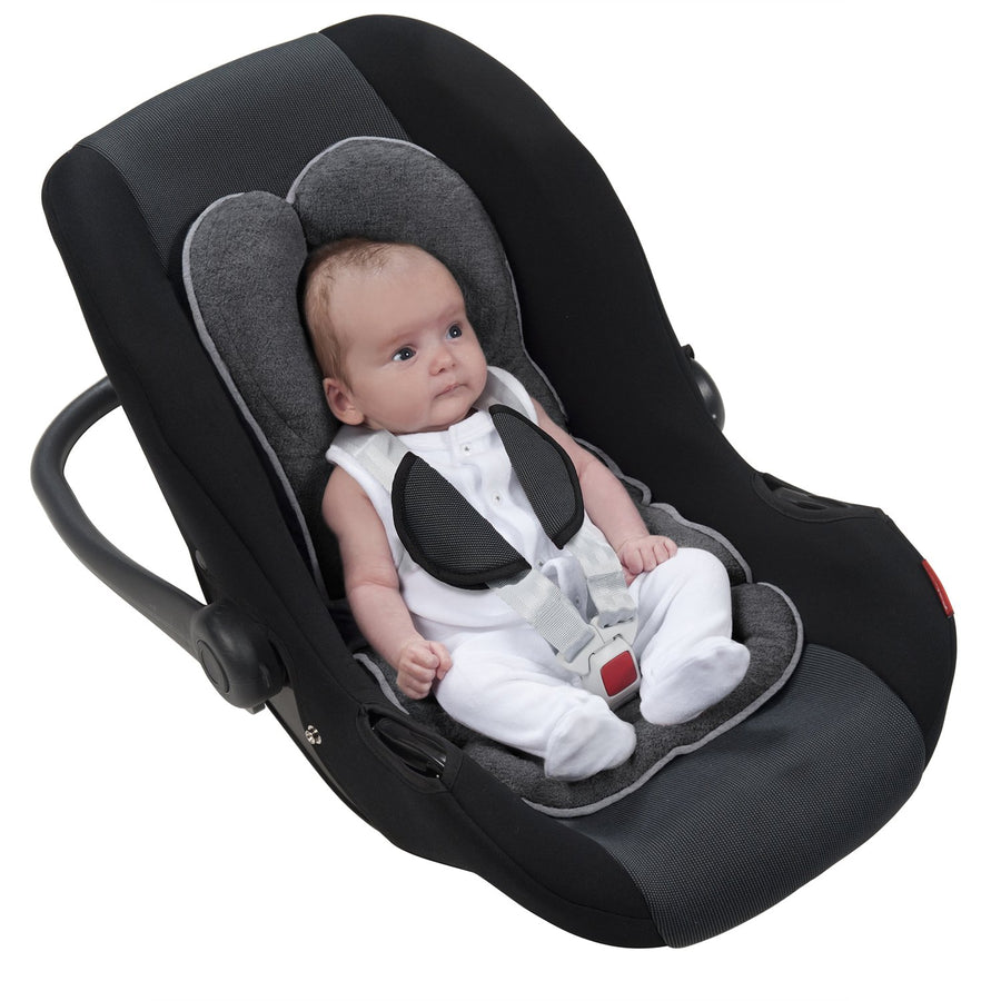Babymoov Cozymorpho Smokey infant car seat with gray padding and 5-point harness