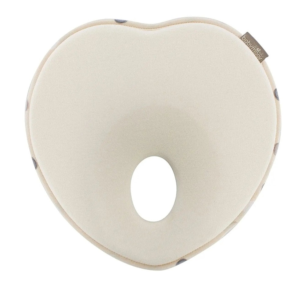 Babymoov Lovenest Pillow beige heart-shaped nursing cushion with oval head-hole supporting baby