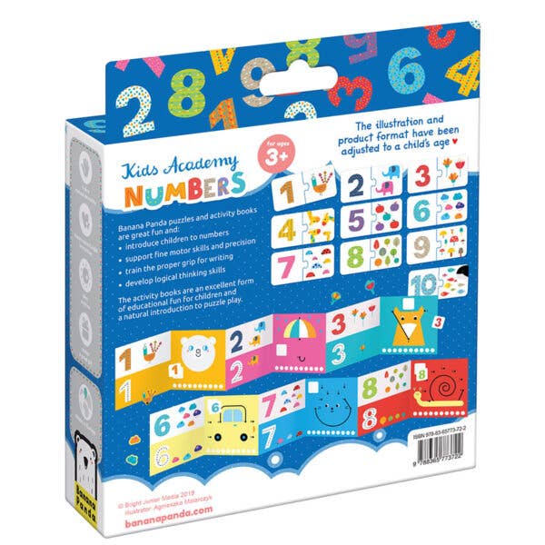 Banana Panda Kids Academy Numbers 3+ activity set in a blue box with colorful number tiles and playful graphics