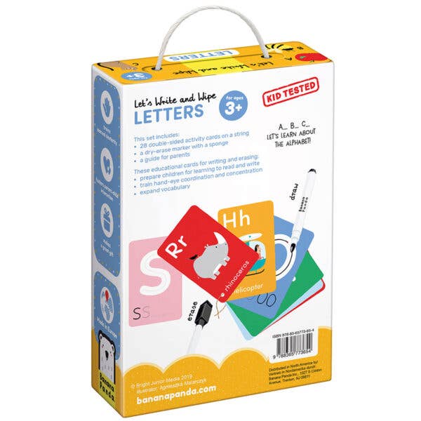 Banana Panda Let's Write and Wipe Letters 3+ boxed activity set with colorful letter cards and marker